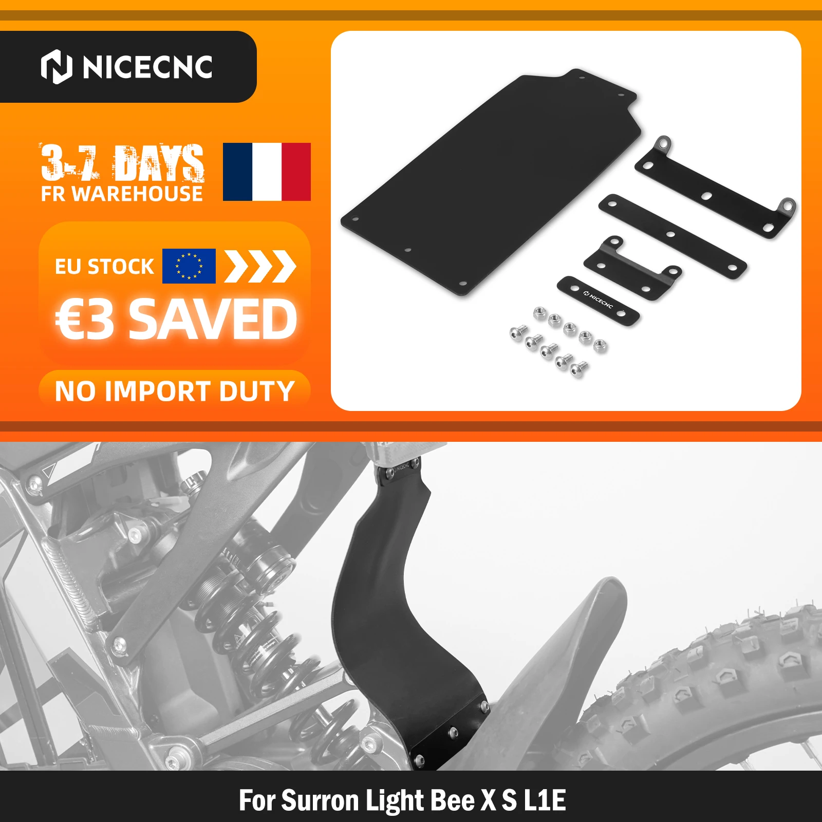 NICECNC pour Surron Light Bee X Sur-ron Light Bee S L1E pour Segway X160 X260 Motocross Garde-boue arrière Protection de moto électrique tout-terrain
