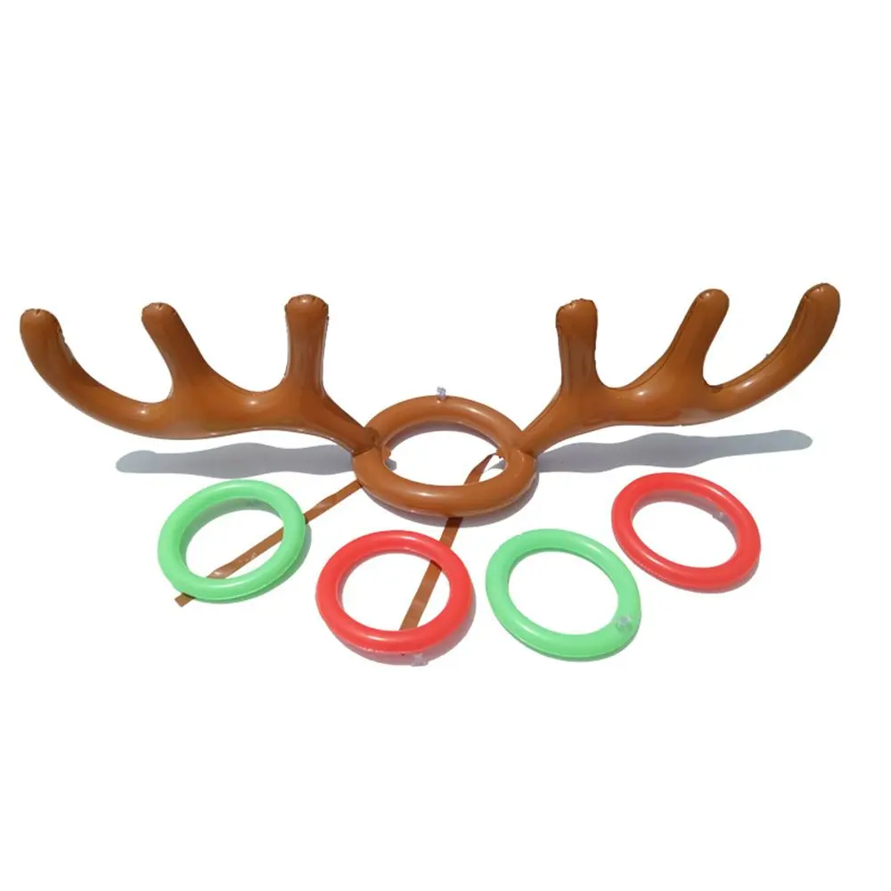 New Year Decoration Santa Funny Reindeer Antler Hat Inflatable Toys Ring Toss Christmas Game Outdoor Activity Xmas Kids Gift