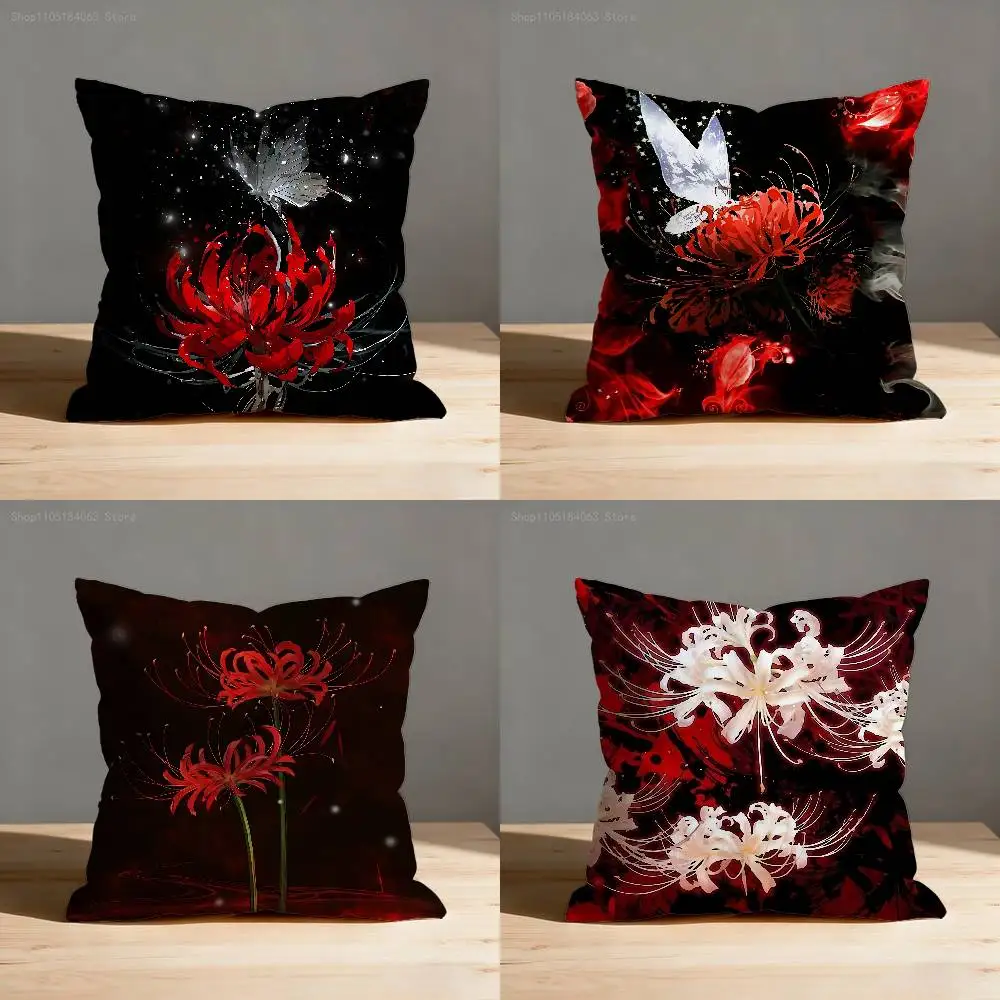 

Red spider lily Japan Anime Pillow Case For Sofa Decor Car Office Room Printing Cushion Cover Decorations and Protector