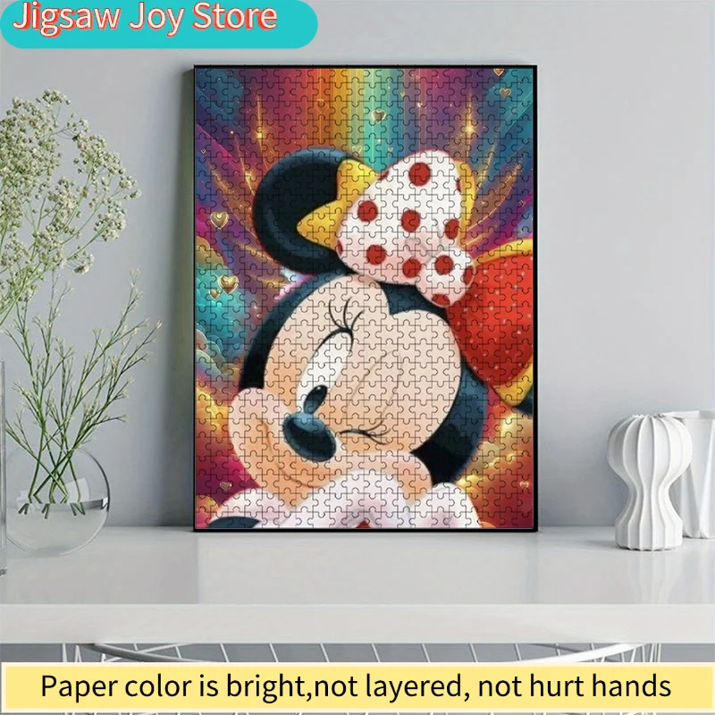 لغز ديزني ميني ماوس مناسب للأعمار - نشاط عائلي كبير وممتع وشاق - قطع بازل مقاومة للخدش، ملونة