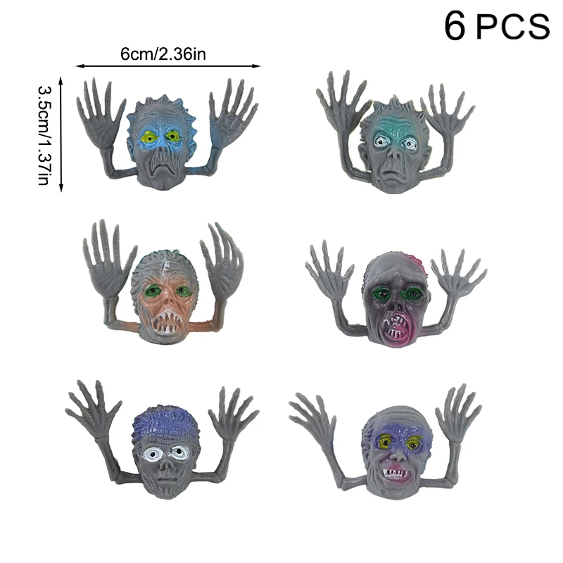 مجموعة ألعاب أصابع الوحش الصغير للأطفال ، رأس شبح صغير ، زومبي ، رواية قصة ، لعبة دمية ، هدية حفلة الهالوين ، 6 في كل مجموعة