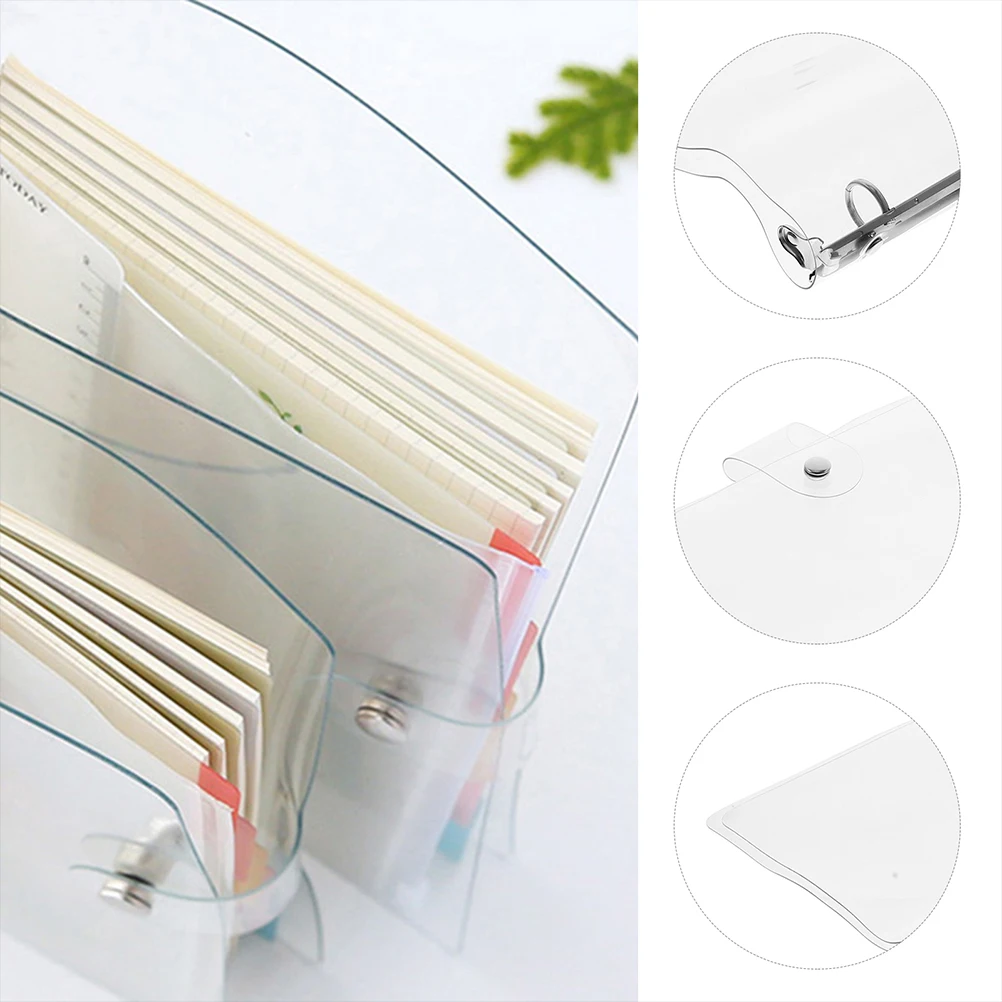 2 pezzi di plastica A4 raccoglitore per notebook conchiglie cartella trasparente per album custodia per blocco note a fogli mobili materiale scolastico per ufficio trasparente