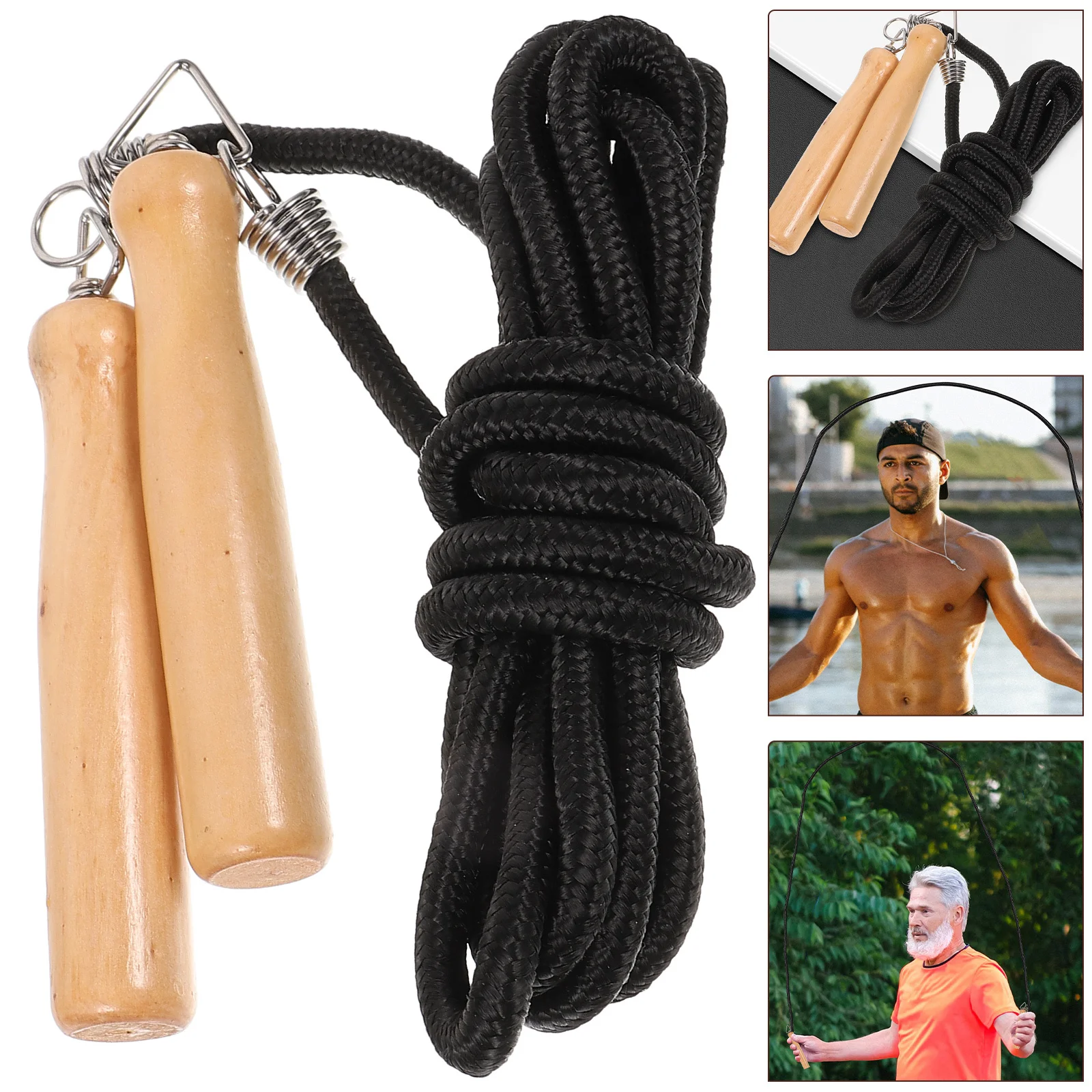 

Weighted Wood Handle Jump Rope Sports Fitness Skipping Rope Durable Outdoor Physical Education Equipment Sports Supplies