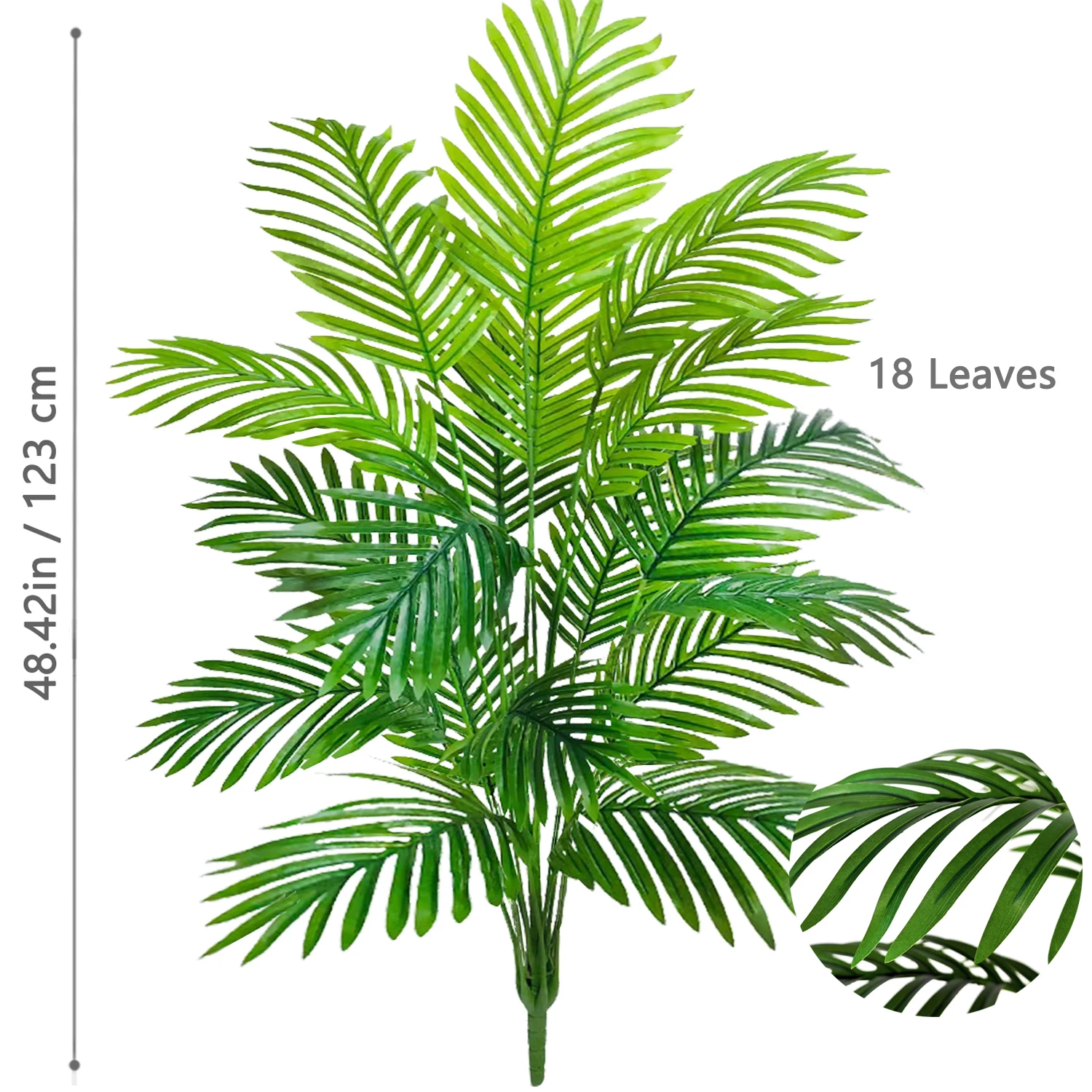 NONE 68–145 cm (57 Zoll) künstlicher Palme, tropische Kunstpflanze, grüne Kunststoff-Palmenblattzweige, geeignet für die Dekoration von Hausgarten 4