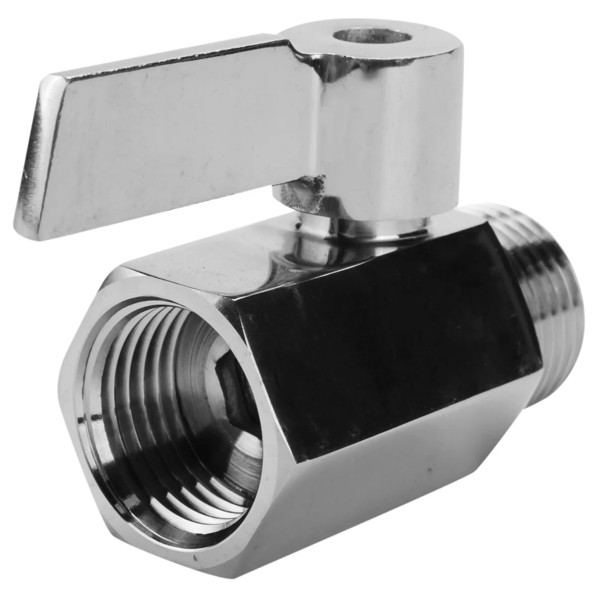 N84R 304 Stainless Steel Mini Ball Valve(1/2 Inch Female x Male) NPT Thread, Water Flow Regulator Head Control Valve