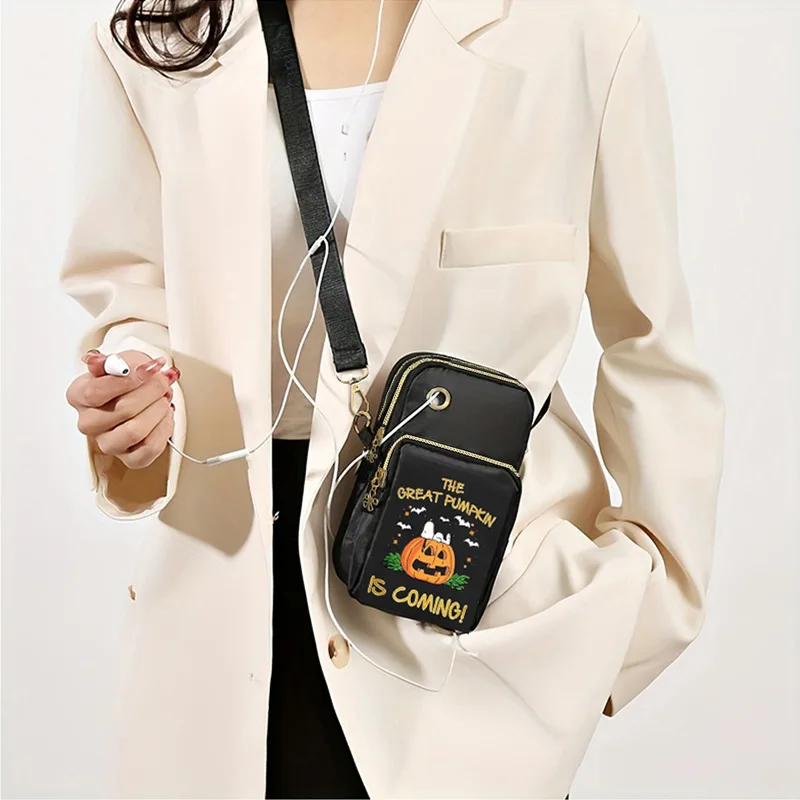 할로윈 호박 패턴 작은 Crossbody 가방 남성과 여성 변경 휴대 전화 가방 작은 외부 교수형 목 어깨 가방