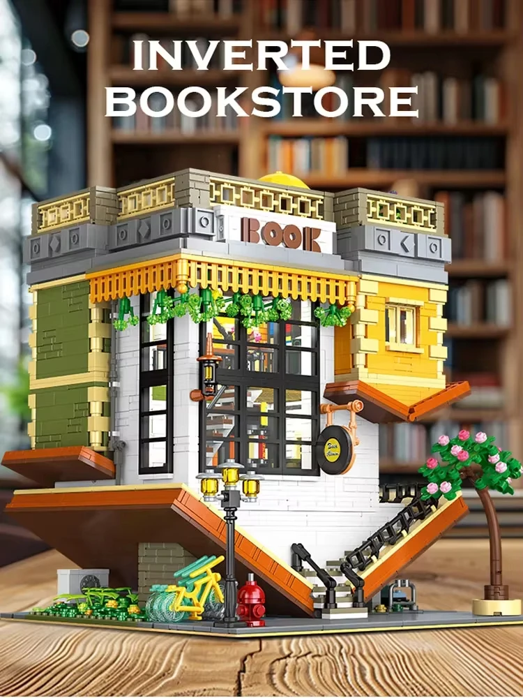 3621-teiliges MOC-Bauset mit umgedrehtem Magic Book House, einzigartiges Street View-Architekturmodellbausatz für Sammler für Kinder und Erwachsene