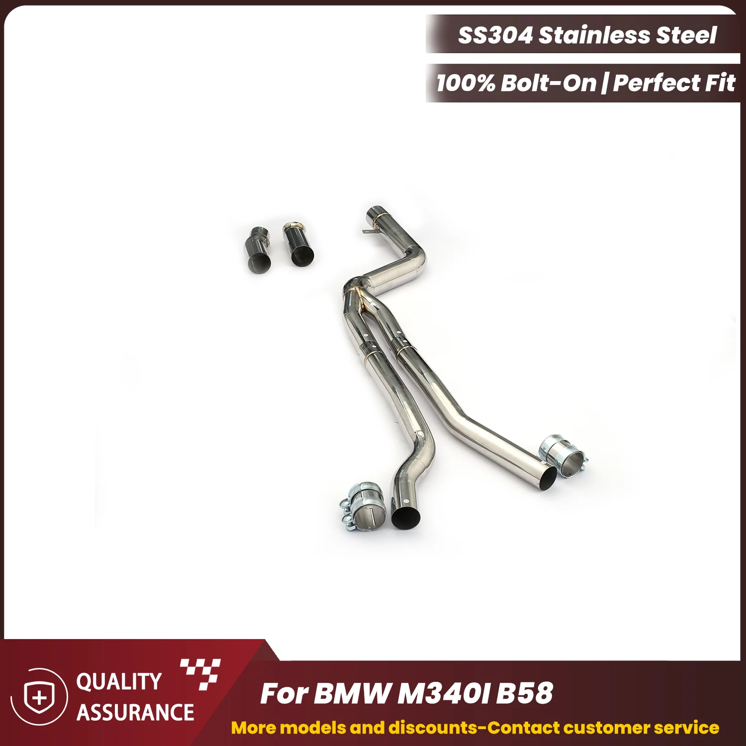 

ECCF Middle pipe Performance Upgrade for BMW M340I B58 Direct Fit Replacement with Sport Sound Easy Installation