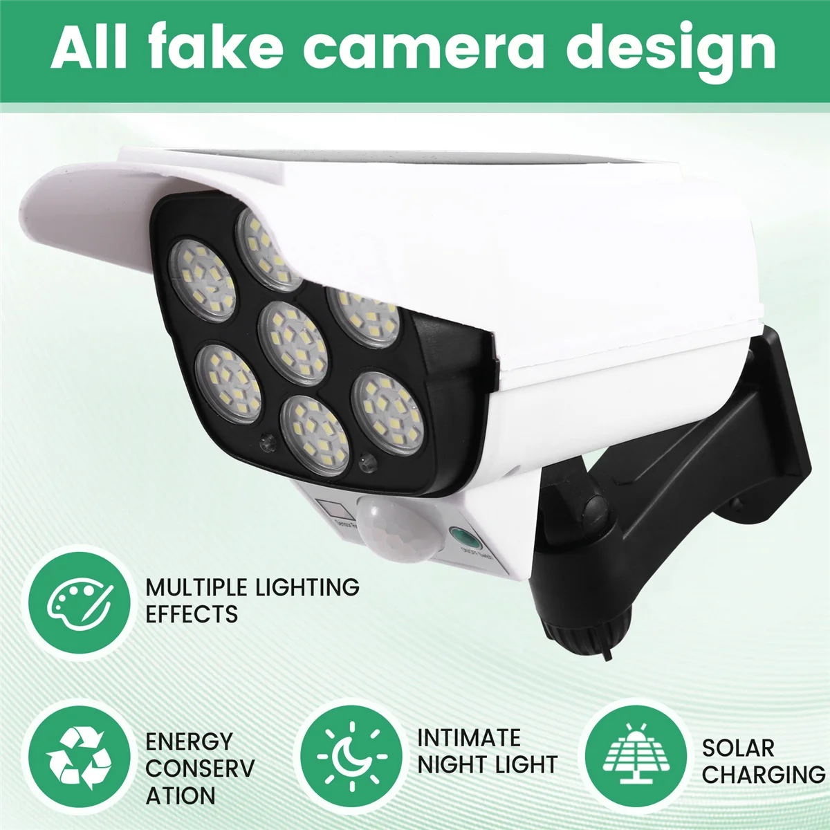 

AA85 Solar Simulation Monitoring Light Simulation Security Fake Camera Human Body Sensor Light Outdoor Home Garden Wall Light