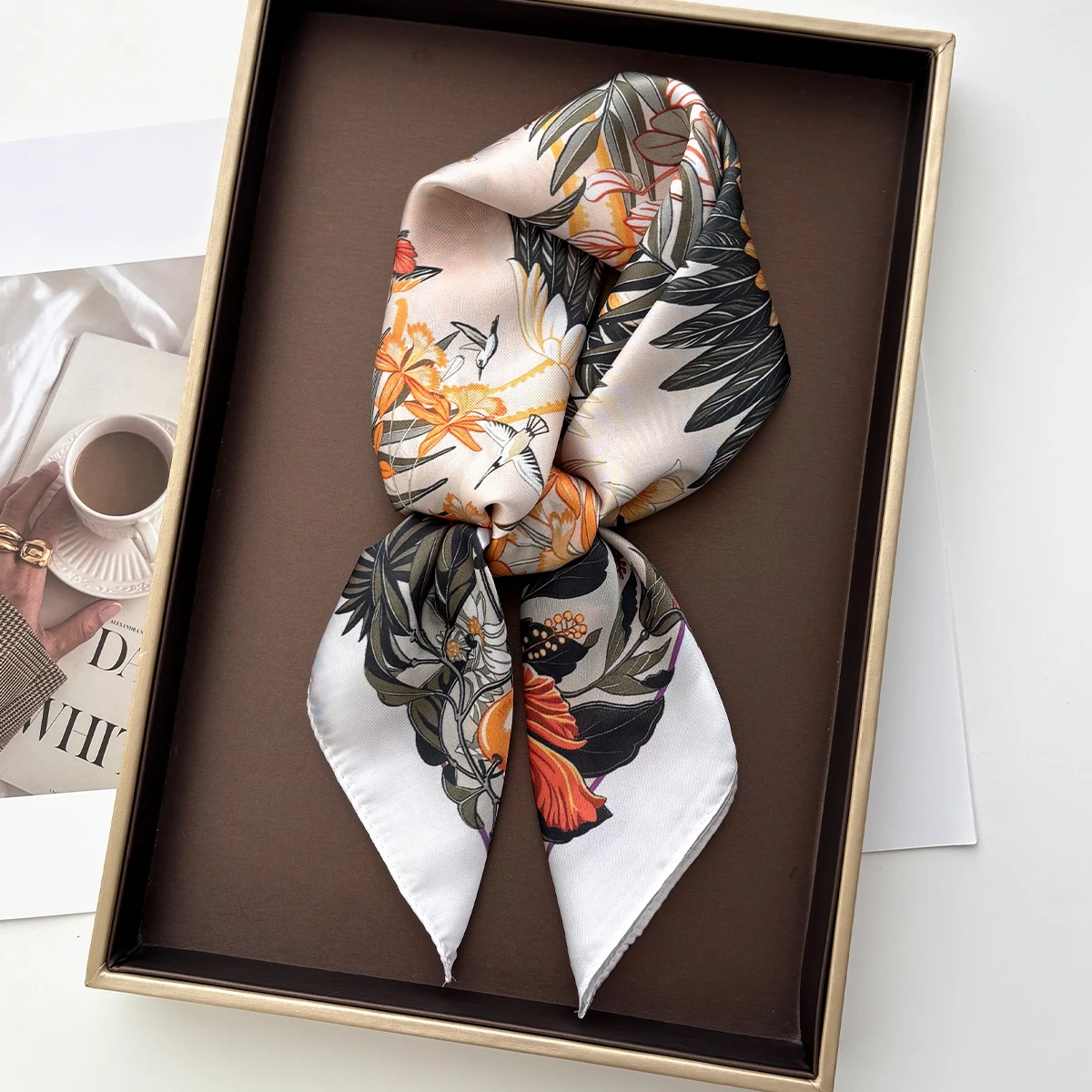 

Design Print Women Scarf Silk Imitation Satin Neckerchief Foulard Square Scarves Hairbands Female Scarves Shawls Wraps