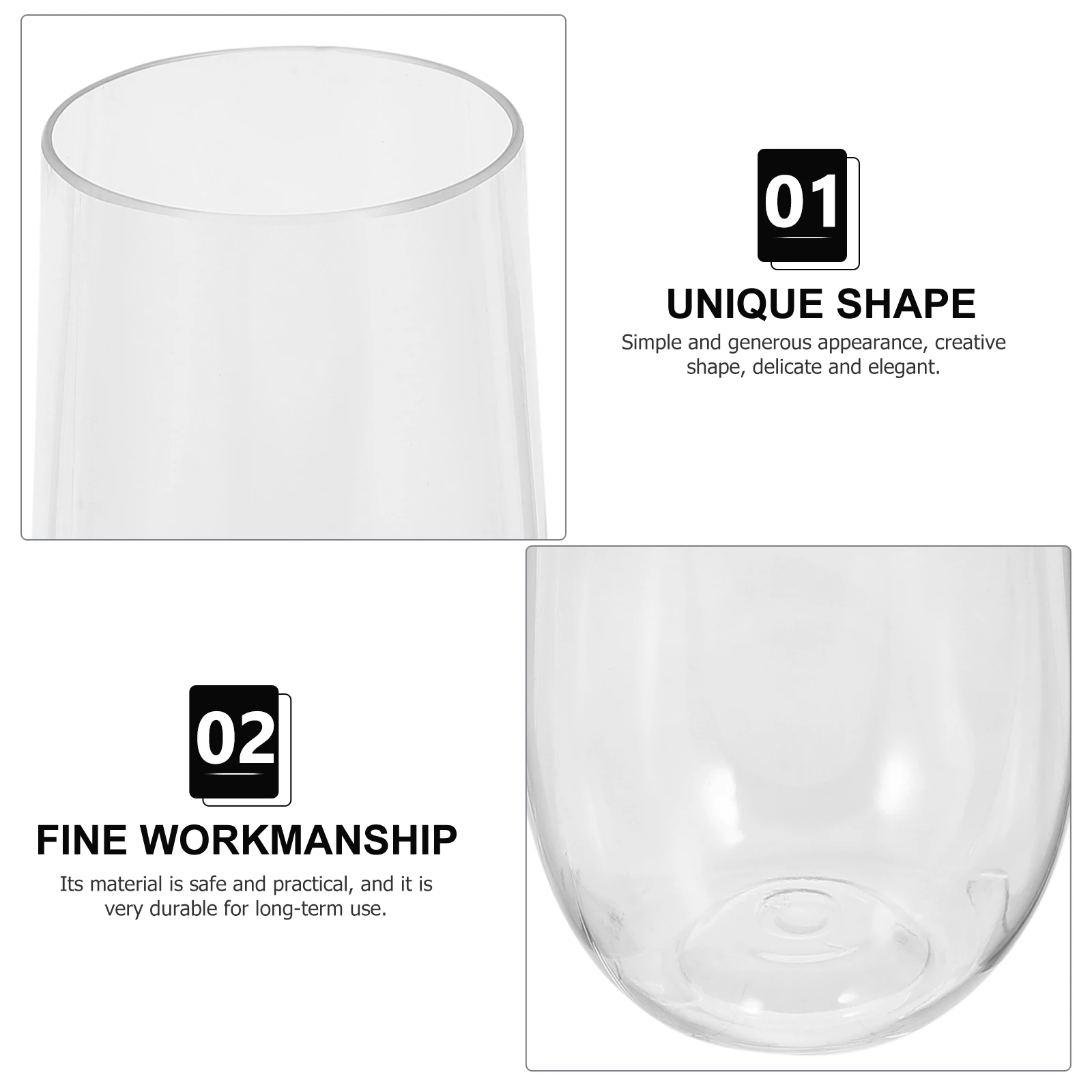 

4pcs Clear Wine Wedding Party Plastic Cups Decorative Beverage Holders Multi-Use Cocktail Cups Home Bar Supplies Durable Pet