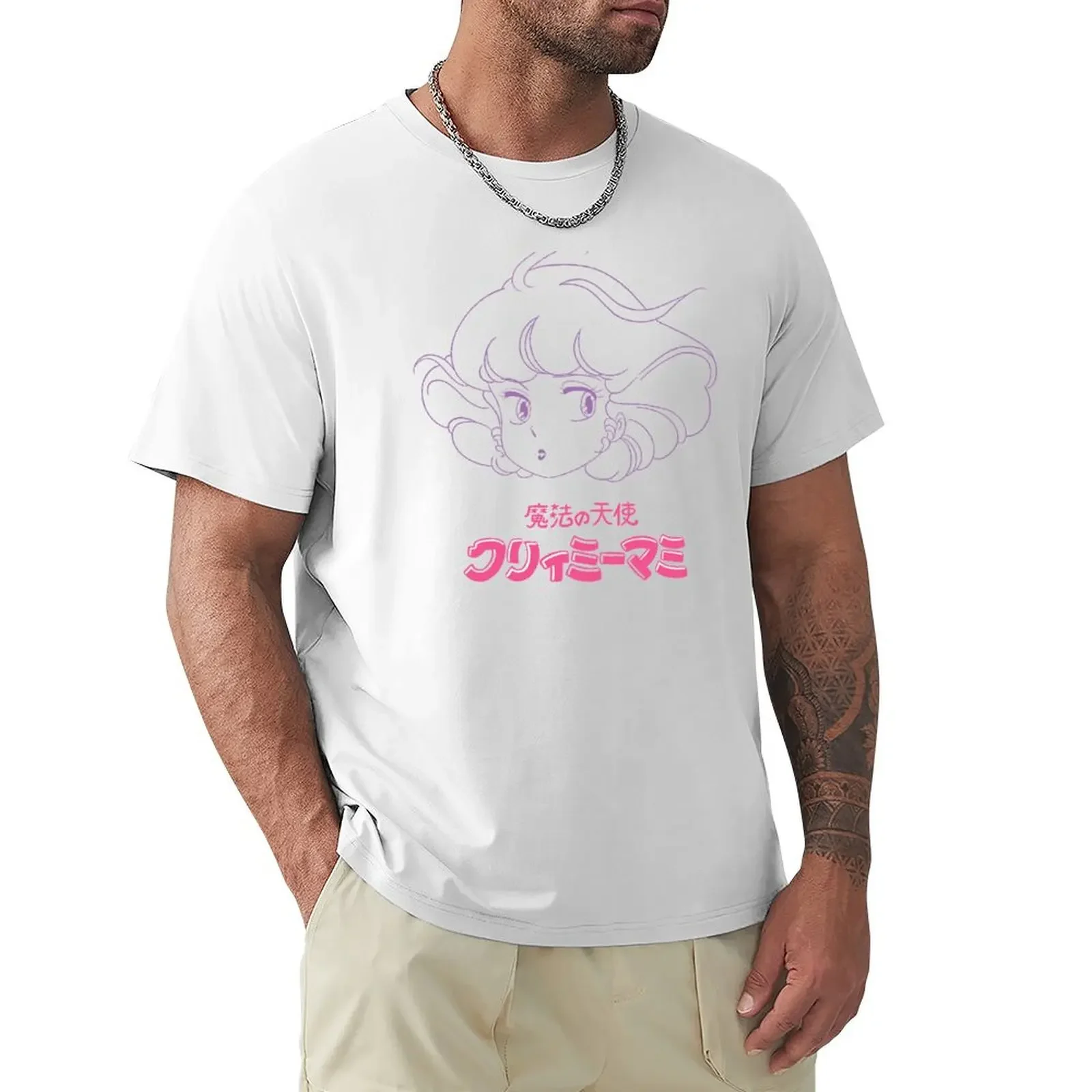 shirts graphic tees tops mens clothing Creamy mami face logo T-Shirt  COTTON 2024 Summer vintage canime clothes  funny