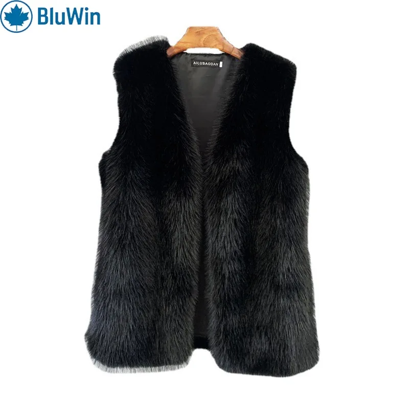 

URBANCHIC 8Colors Luxury Faux Fox Fur Vest Women 2025 Winter Longline Plush Gilet Streetwear Chic Sleeveless Jacket