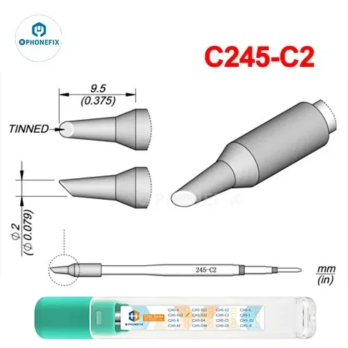 C245-C2 Soldering Iron Tip Replacement – Compatible With JBC T245 Stations, Fast Heat-Up, Smooth Tinning, For Electronics Repair And Circuit Board Work