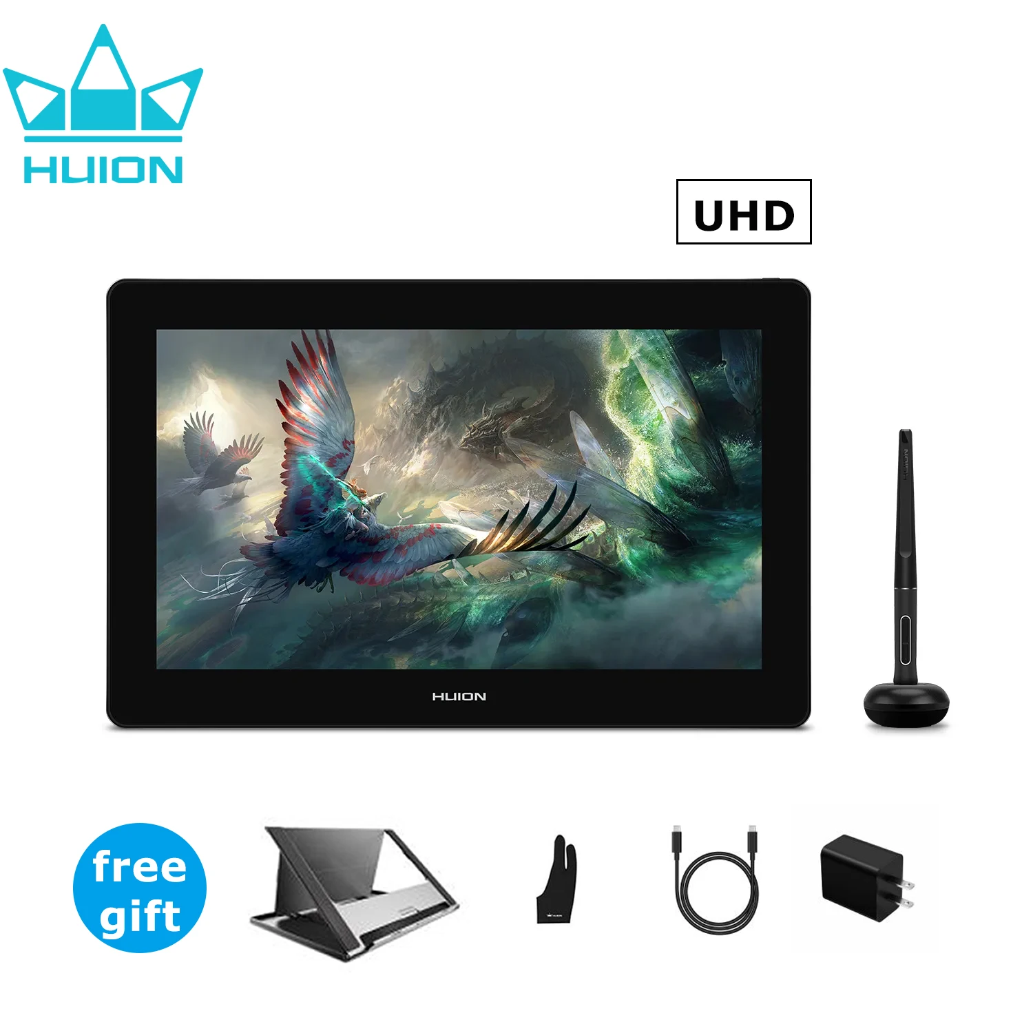 

Huion Kamvas Pro 16 4K Series Graphics Tablet 15.6 Inch Screen Monitor UHD Resolution Professional Artists Display 88%/105% NTSC