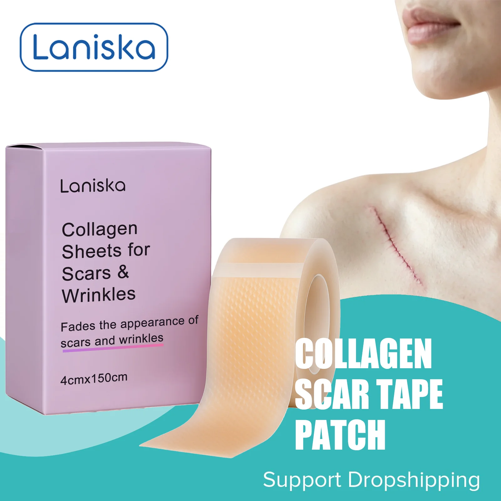 Laniska Collagen Scar Tape Patch For Surgical Scars Burn Marks Acne Keloid Care Softens Fine Lines Improves Wrinkle Marks Skin