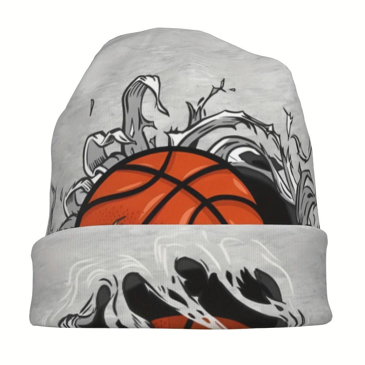 1 Unisex Lightweight Basketball Print Elastic Polyester Cap for Men Sports Autumn Winter Casual Streetwear Hat