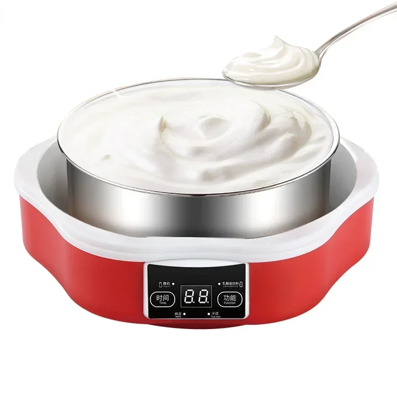 Automatic Yogurt Machine With Glass Cups Stainless Steel Liner Natto Rice Wine Maker Wth Digital Panel DIY Yogurt Tools EU