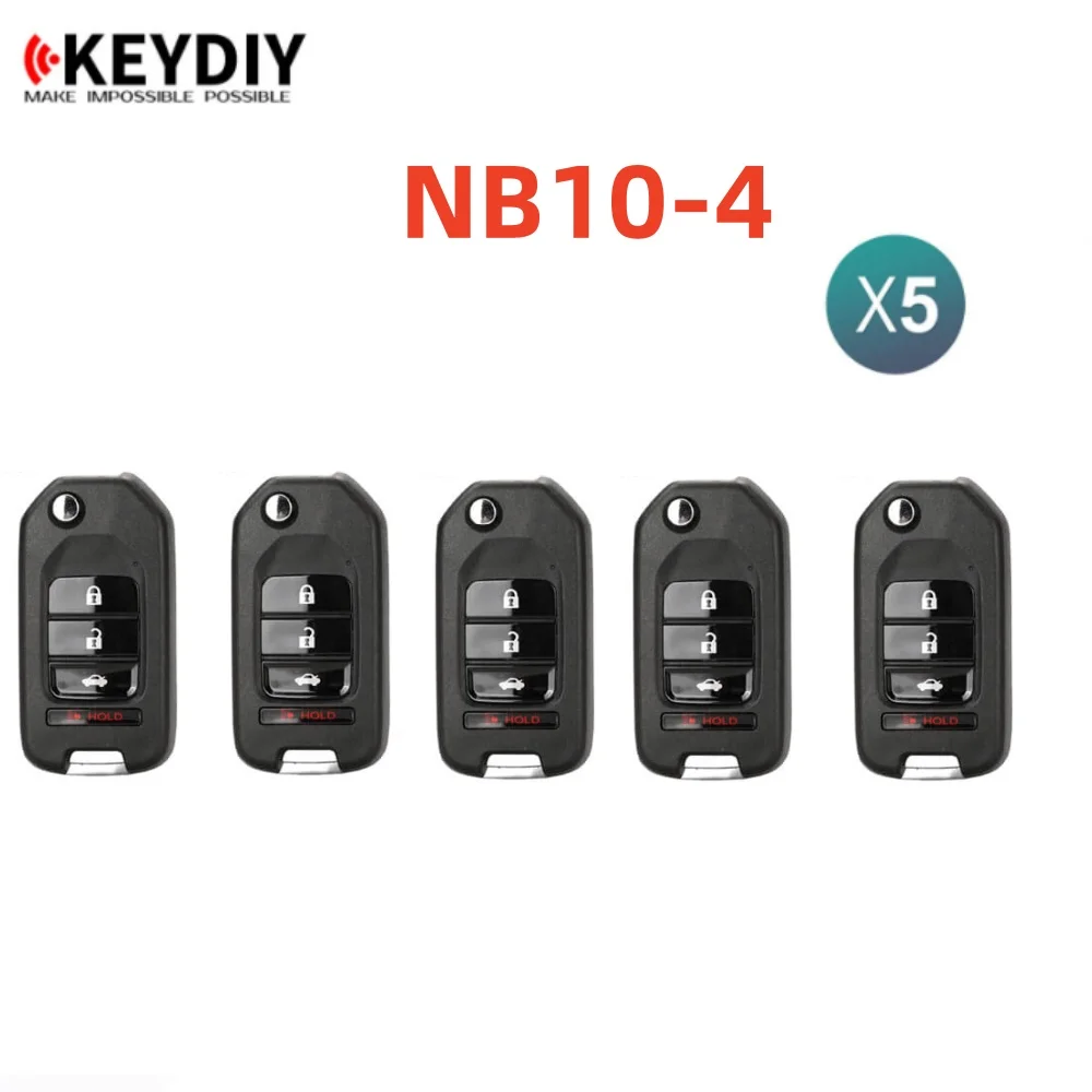 5 PIECES KEYDIY NB10-4 KD Remote Control Car Key Universal 4 Button NB Series for Honda Style for KD900/KD-X2 KD MINI