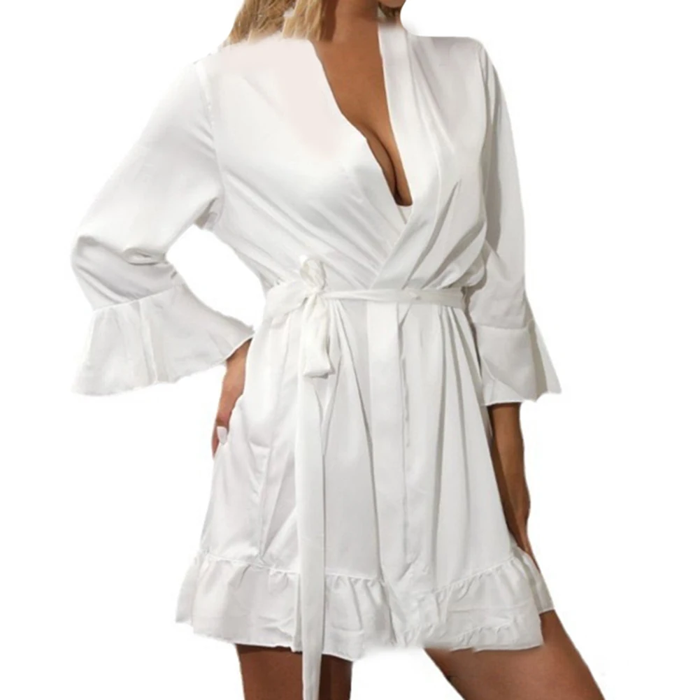 Sexy Sleepwear Casual Bathrobe Home Relaxation Daily Home Use Polyester Fabric Pure Color Design For Club Outfits