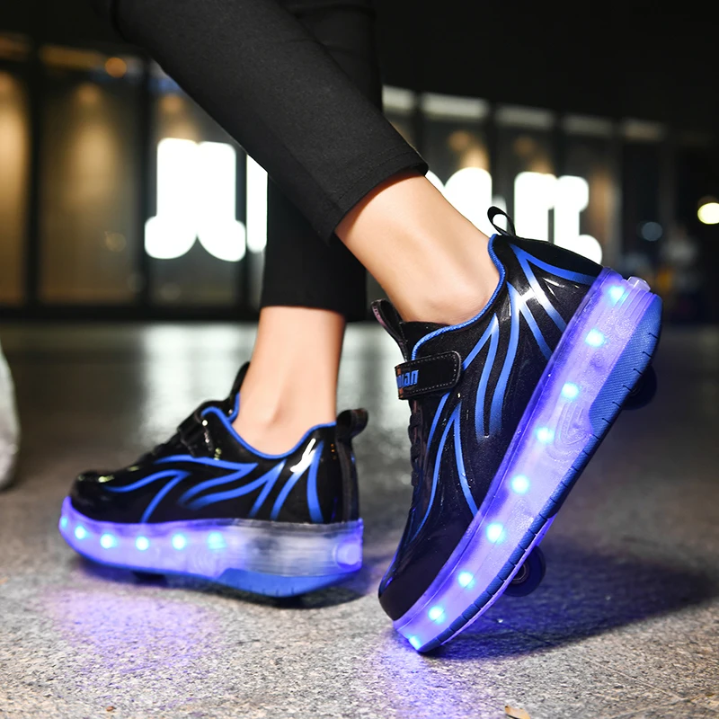 Two Wheels Children\'s Led Light Roller Skate Shoes For Kids Boys Girls Luminous Sneakers Skateboard USB Charging