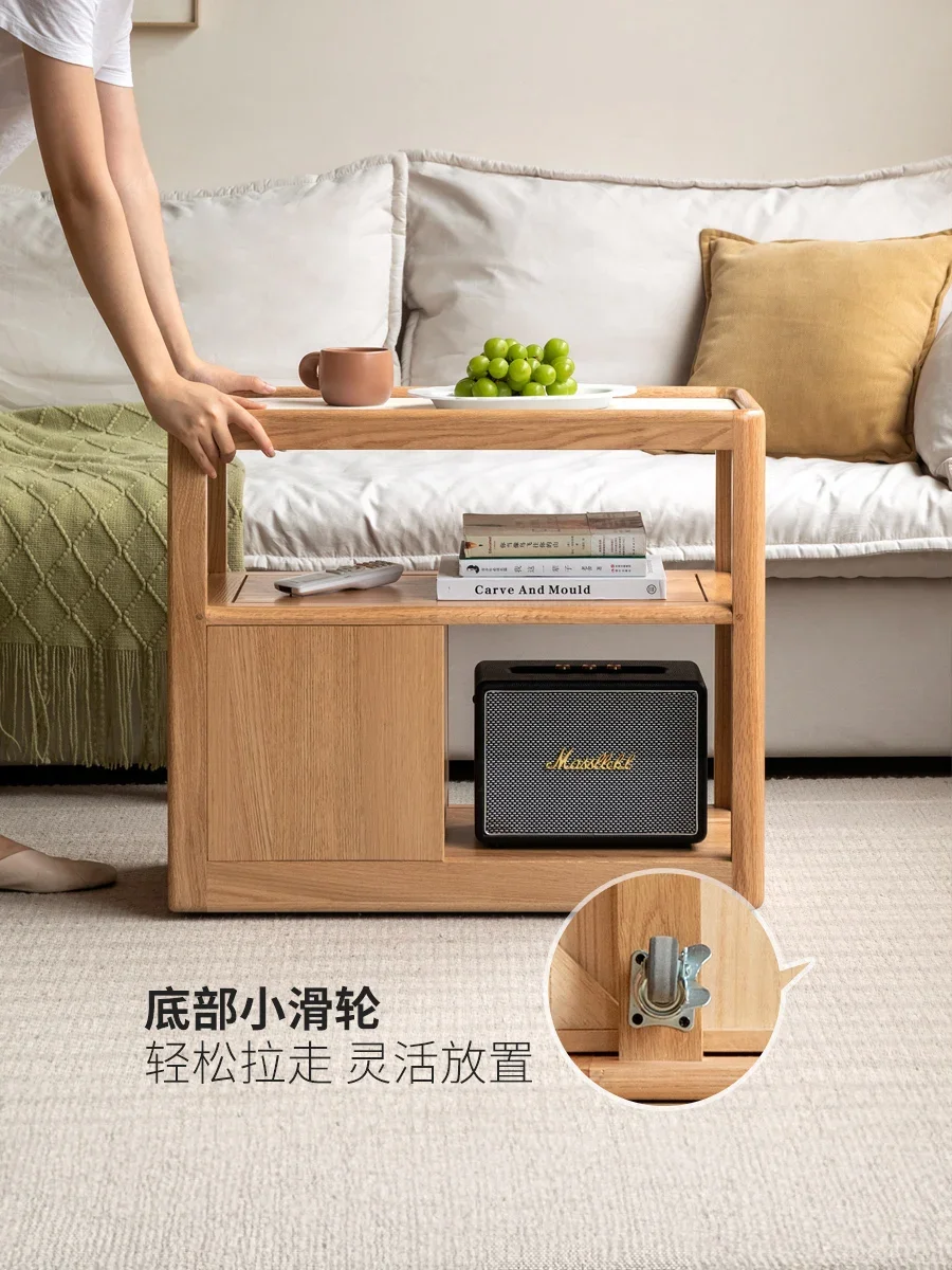 Solid wood sofa side cabinet rock slab side few Nordic small apartment living room corner few