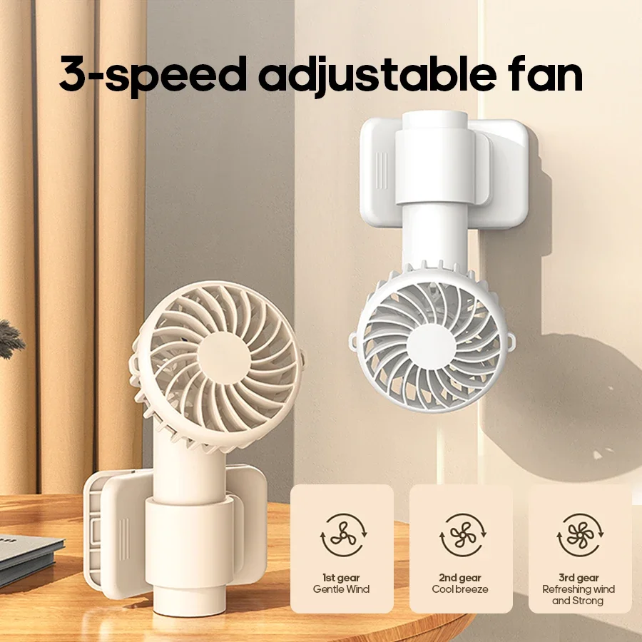 3 Speed Adjustable Rechargeable Cooling Fan 1000mAh Low Noise Portable Mini Clip Fan with Removable Design Travel Home