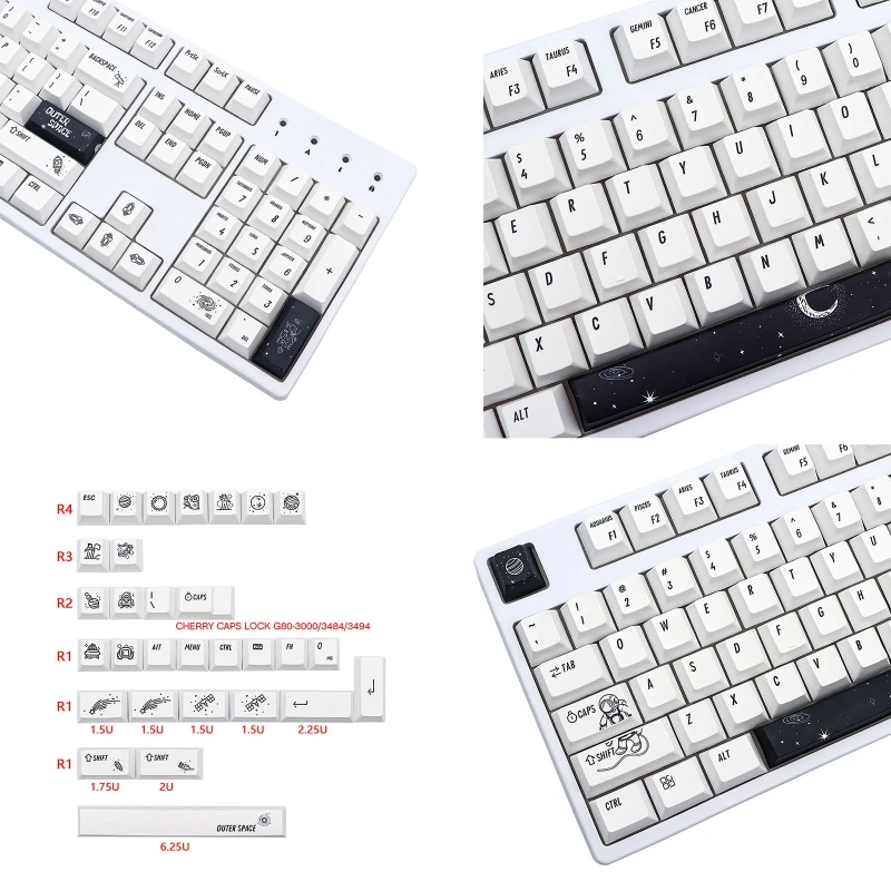 Replacement for Key Set 133 Pieces PBT Heat Sublimation for Mechanical Keybo