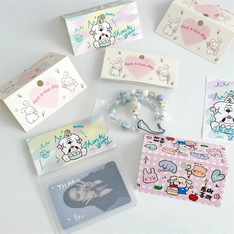 10Pcs Korean INS Cute Cartoon Animal Card Head with Hole Kpop 3-inch Photocard Packing DIY Decoraton Tag Girl Jewelry Package