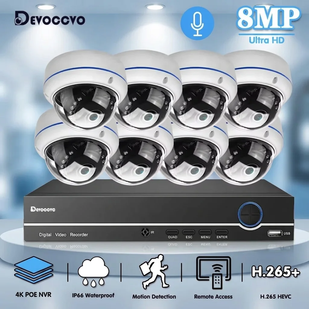 XMEYE 8CH POE NVR Kit 4K POE Security Camera System Audio Record Indoor Outdoor Dome Waterproof Video Surveillance Set P2P 4CH
