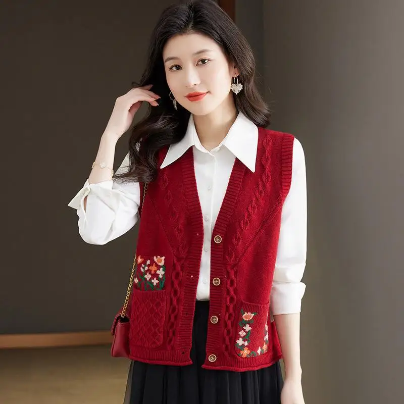 Gilet tricoté printemps et automne nouvelle mode femmes pull Cardigan gilet ample gilet de port extérieur