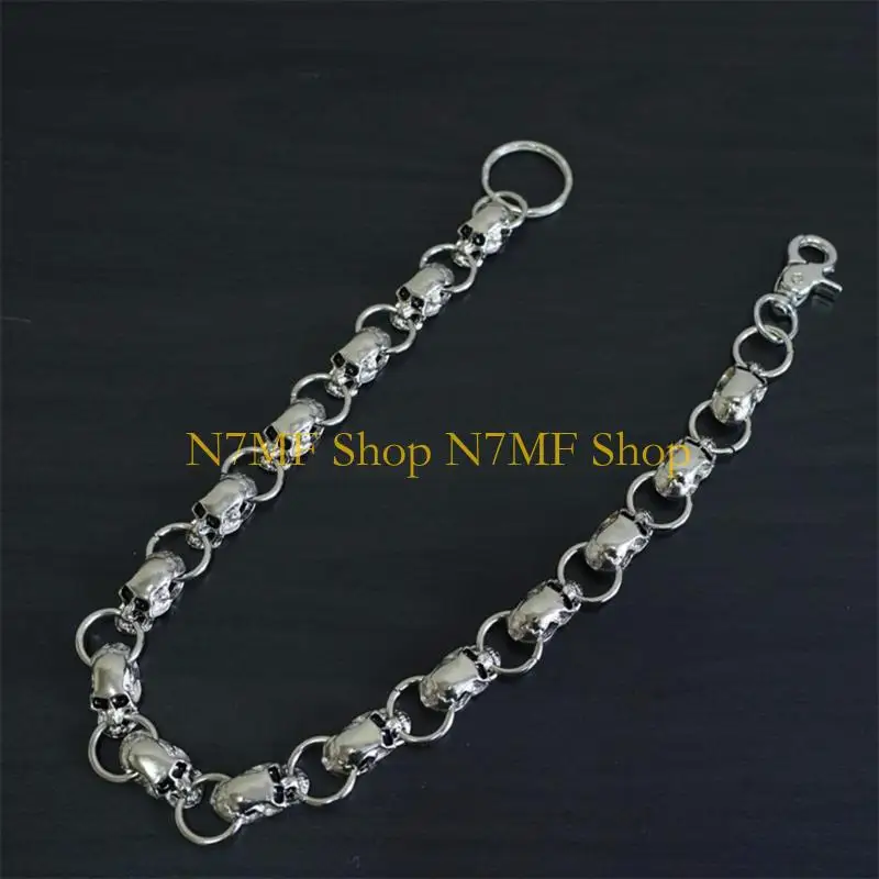 

N7MF Очаровательный кошелек-цепочка с черепом Ювелирные изделия в стиле панк Джинсовая цепочка с застежкой-крючком Поясная