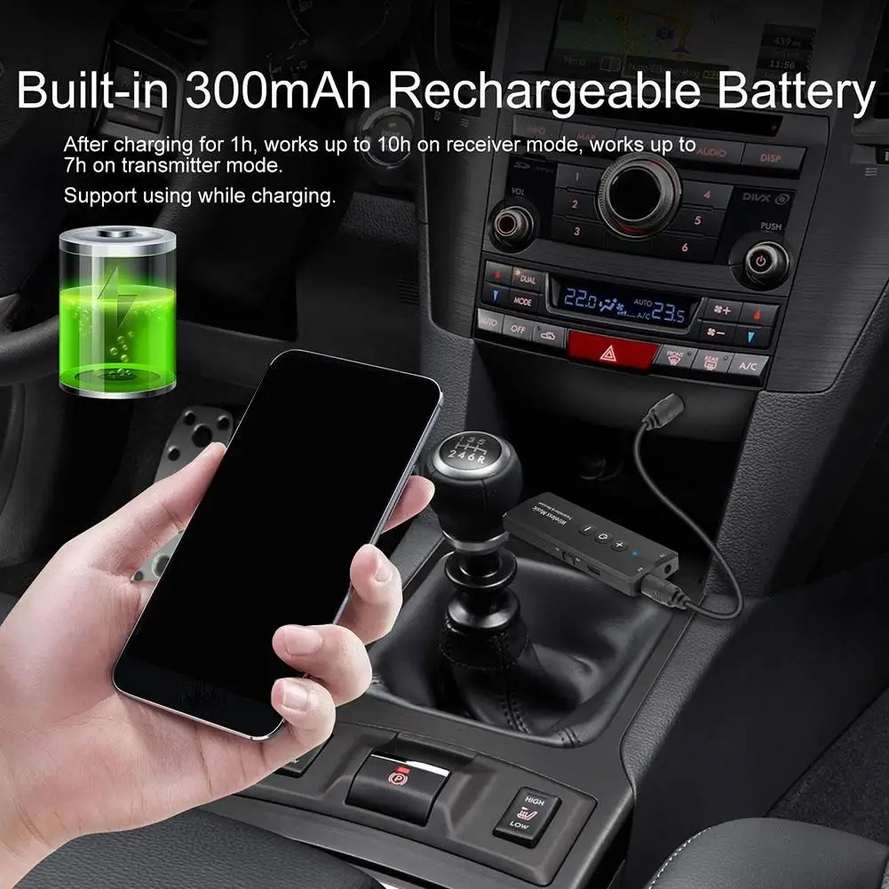 Bluetooth 5.0 Transmitter Receiver Wireless 3.5mm Audio Adapter for TV PC Headphones Home Sounds System Car