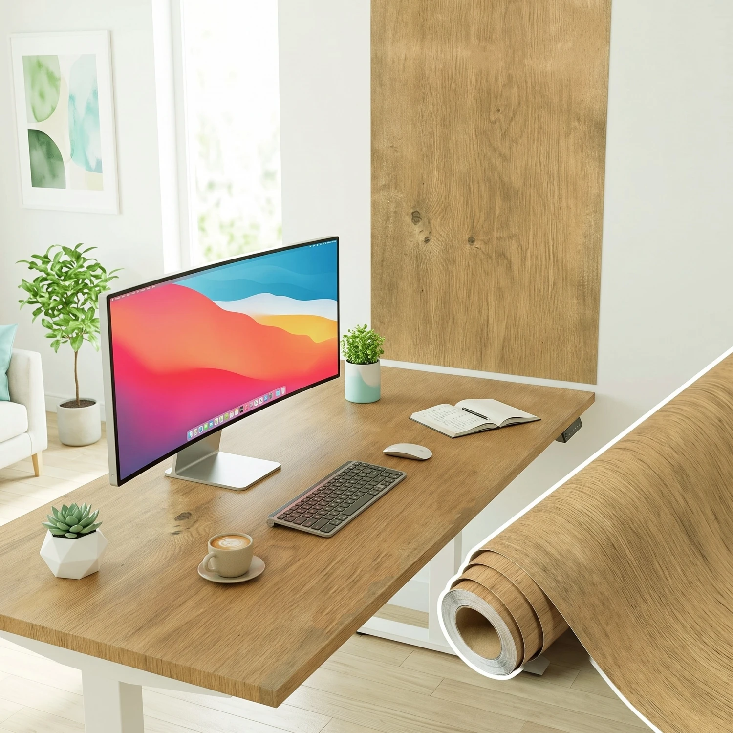 PVC Oil-proof Wood Grain Sticker Self-adhesive Wallpaper for Kitchen Countertop, Furniture, Cabinet, Table, Wall Renovation, 1 R