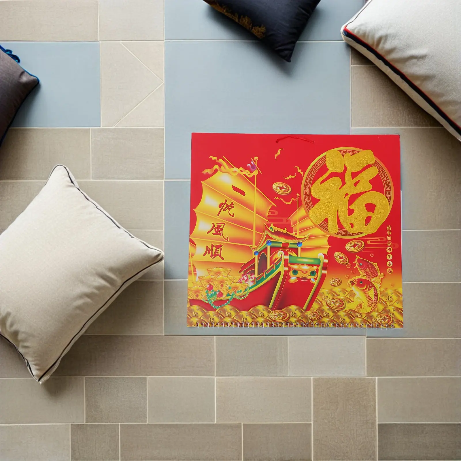 

2Pcs Chinese New Year Wall Calendar 2026 Year of Horse Lunar Calendar Blessing Fu Character Monthly Planner Home Office