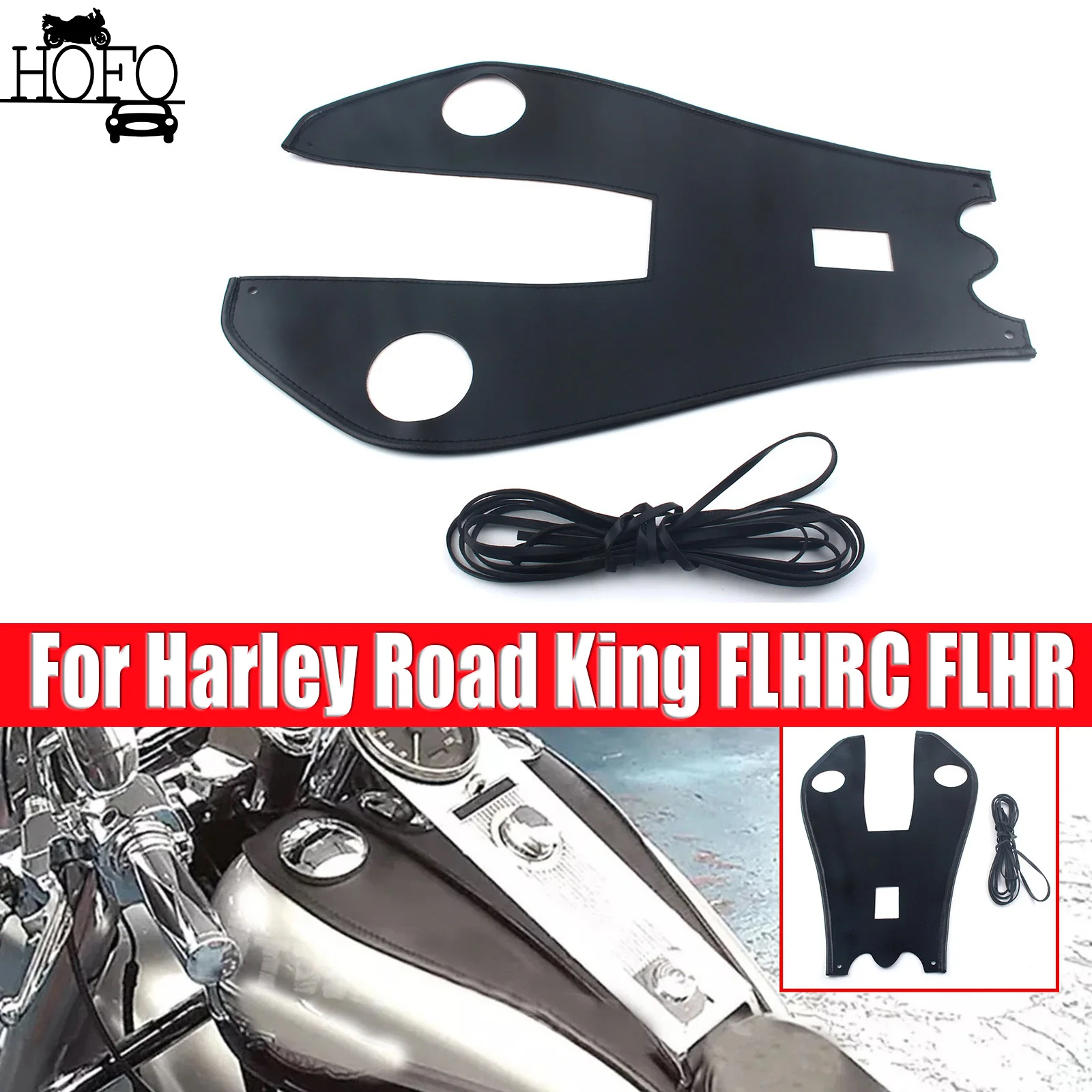 

Motorcycle PU Leather Fuel Tank Pad Panel Bib Bra Cover Fit For Harley Road King