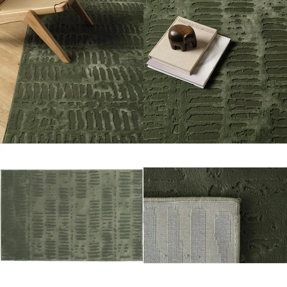 

Machine Washable Recycled Oeko-TEX Certified Rug, 3'11x6'1, Medium Pile, Green for Kitchen and Bedroom