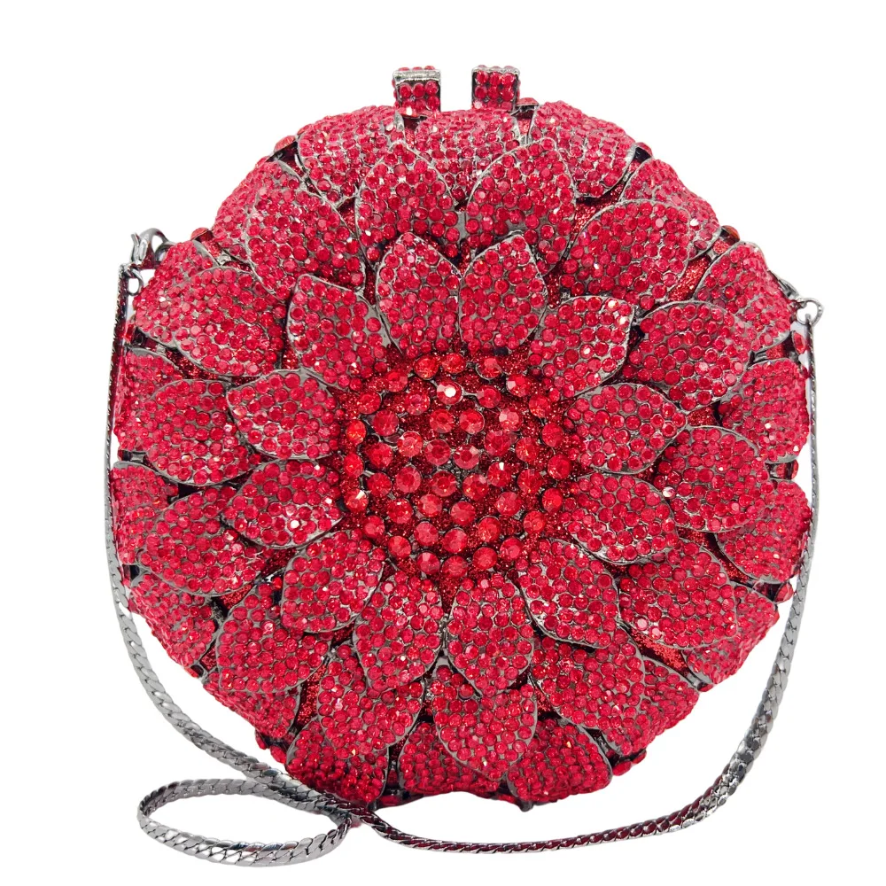 

Rhinestone Sunflower Diamond Women's Bag Metal Hollow Diamond Set Dinner Bag Banquet Dress Evening Bag Bolsos De Mujer Tendencia