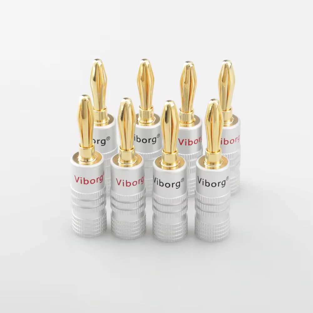 

8pcs/lot! 4mm Viborg Banana Plug 24K Gold Plated Adapter Audio Socket Jack Screw Electronic Connector Terminals