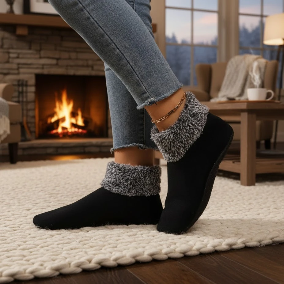 شتاء دافئ عدم الانزلاق جوارب يمكن السير بها على الأرض للنساء سميكة صوف مبطن عالية أنبوب دافئ شبشب داخلي الجوارب ملابس المنزل تدفئة الساق