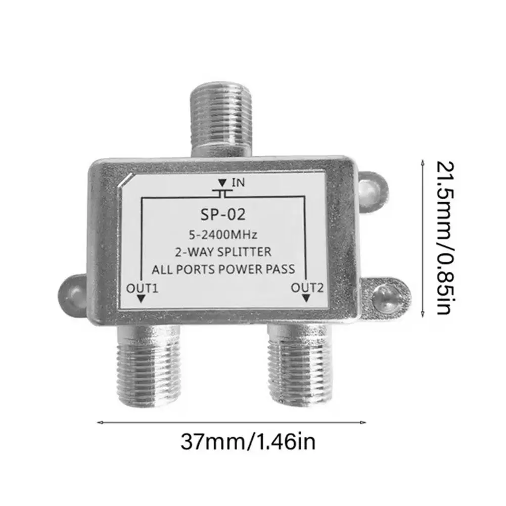 2 Way Coaxial Cable Splitter 5-2400MHz Digital RG6 for Most TV Splitter Enhanced Signal Distribution Home television accessory