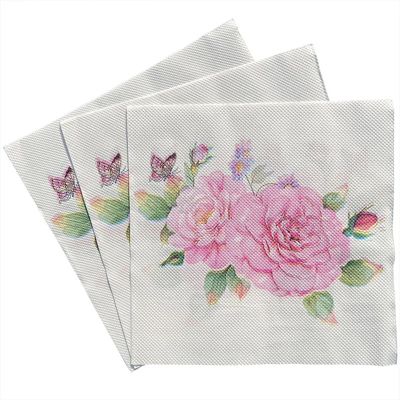 20 Pcs Disposable Napkins Wood Pulp Colorful Printed Napkins Floral Facial Tissue Party Custom Restaurant