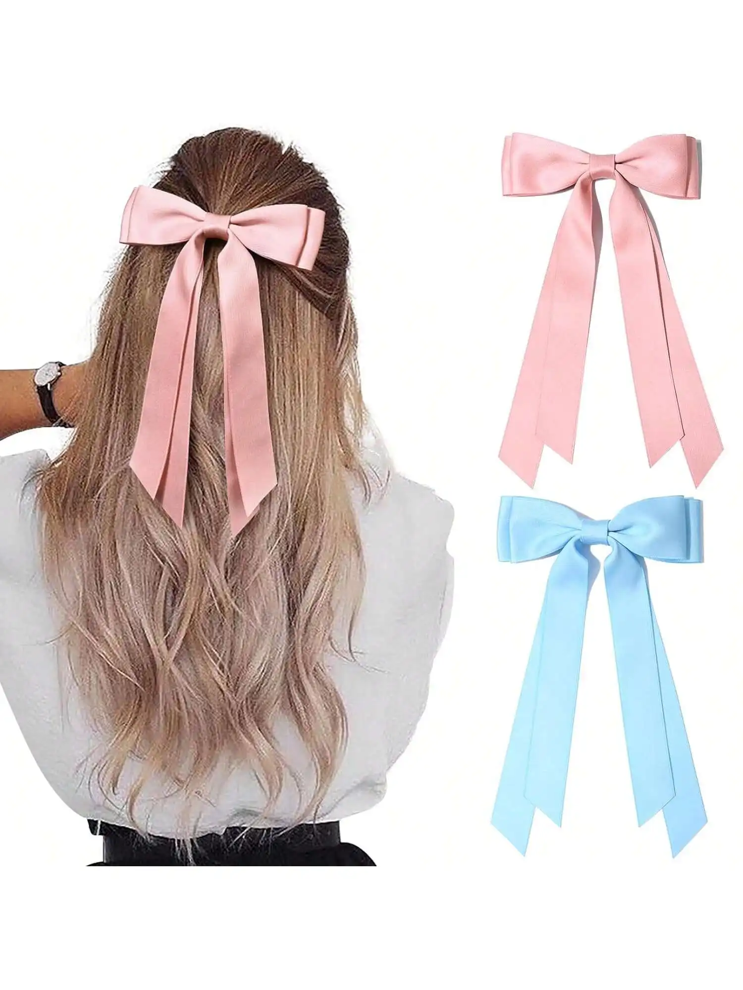 2pcs Double Bow Hair Clip Temperament Hair Accessory Headpiece Fixed Hair Suitable for Daily Wear Suitable for Ladies and Girls