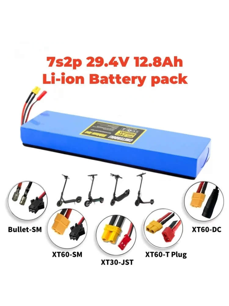 Batterie Lithium-ion 7S2P 24V 12,8ah 18650, batterie Lithium-ion 29.4V 12800mAh, adaptée aux scooters et vélos électriques