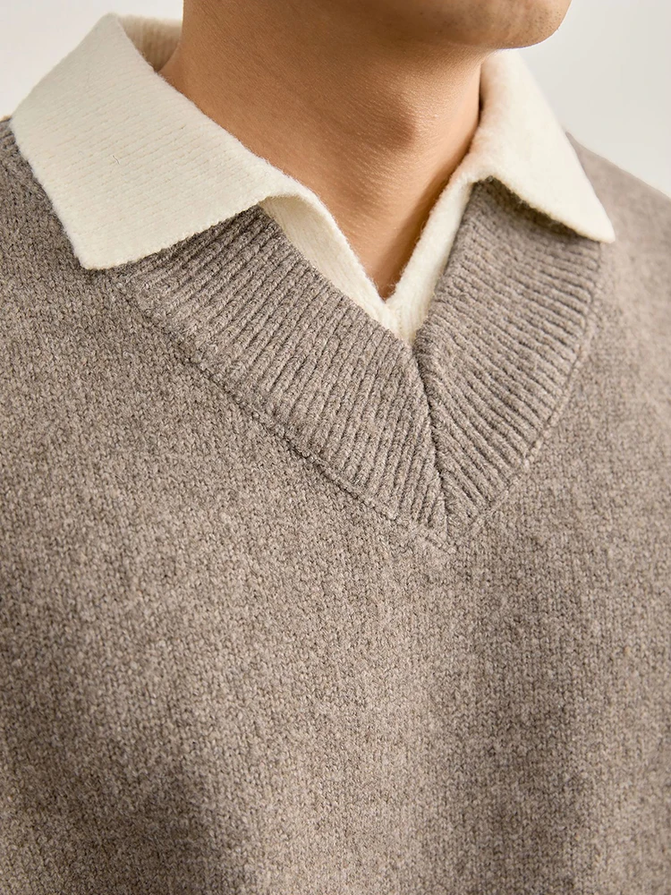 في الهواء الطلق عادية رجالي المرقعة سترة قمصان بولو الحياكة بدوره إلى أسفل طوق كم طويل البلوز القمم الرجال الخريف Vintage البلوزات #6