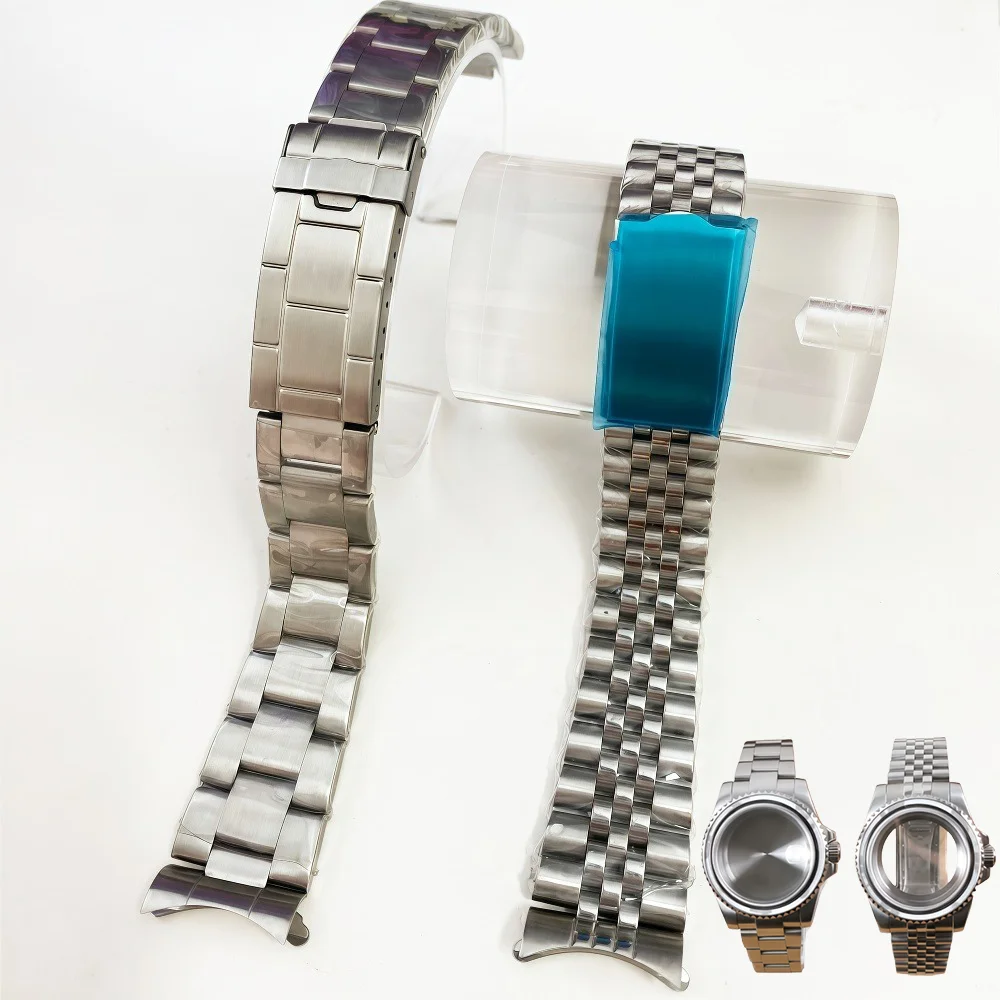 20 مللي متر الصلبة الفولاذ المقاوم للصدأ حزام ساعة اليد منحنى نهاية المعادن الرياضة حزام المعصم سوار الأعمال وزارة الدفاع أجزاء الساعة