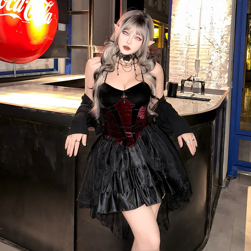 

Halloween Costume European And American Hot Girl Dark Gothic Sexy Nightclub Pure Lust Style Slimming Vampire Dress Black