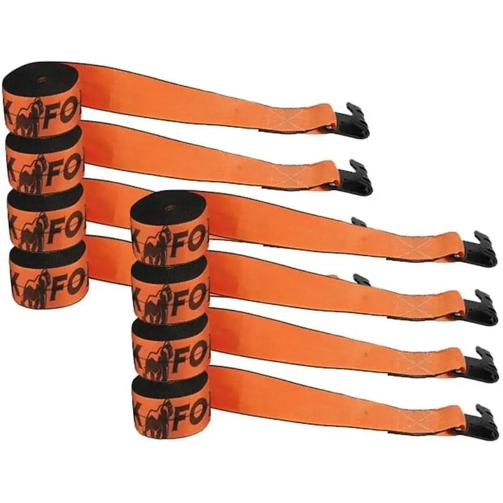 4 x 30' Orange Heavy-Duty Winch Straps with Lat Hooks, 6670 lbs WLL, for Cargo Control and Utility Trailers
