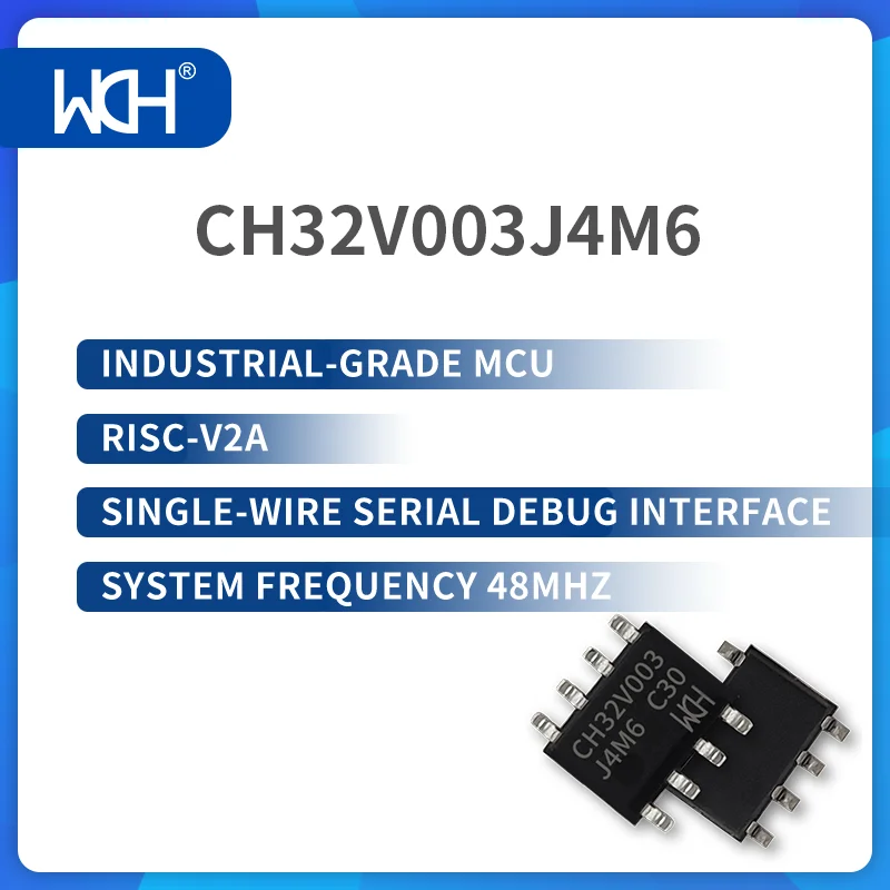 산업 등급 MCU, RISC-V2A, 단일 와이어 직렬 디버그 인터페이스, 시스템 주파수 48MHz, CH32V003, 50 개/로트