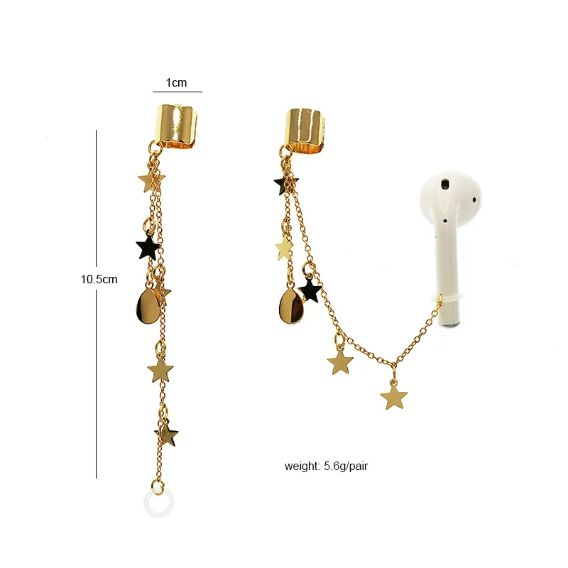 Fashion For Airpods Anti-Lost Chains Earphone Holder Clip Earrings For Women Star Charm Wireless Headphones Earrings image 3